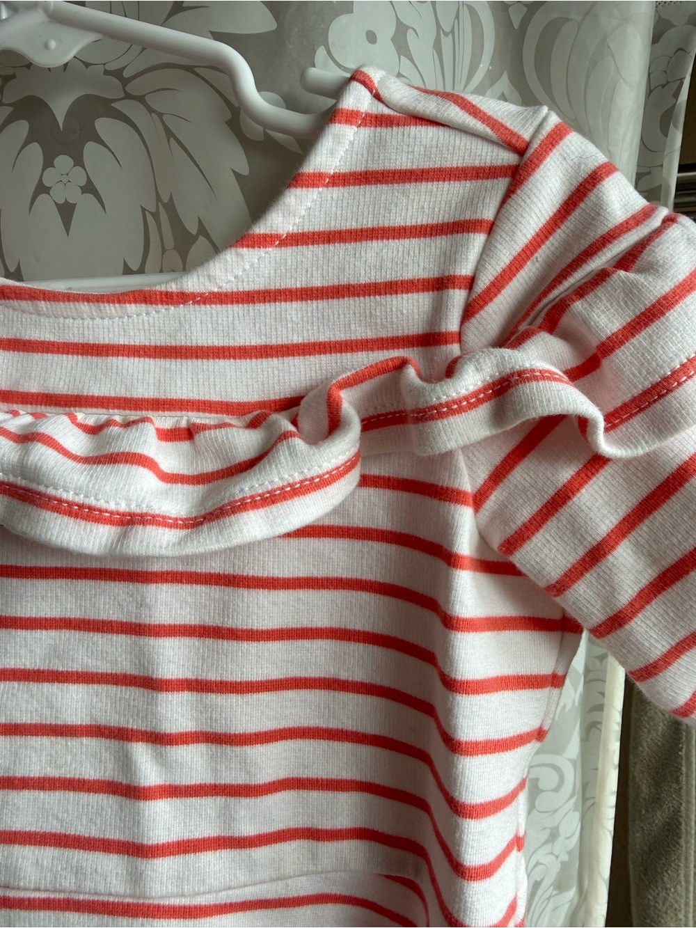 Janie and Jack White Dress with Coral Stripe Detail - Picture 2 of 4